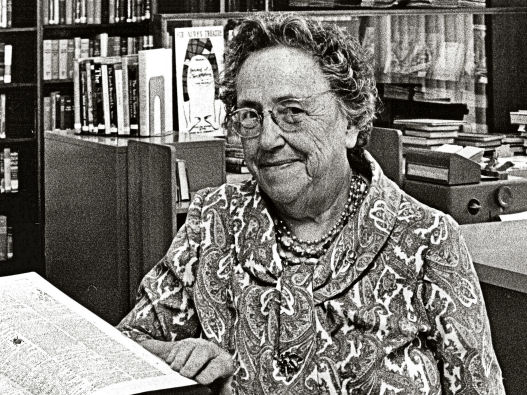 This is Dora McCormick, here shown inside Sellwood-Westmoreland’s fourth library, at S.E. Milwaukie and Lexington, in 1968. (Courtesy SMILE History Committee)